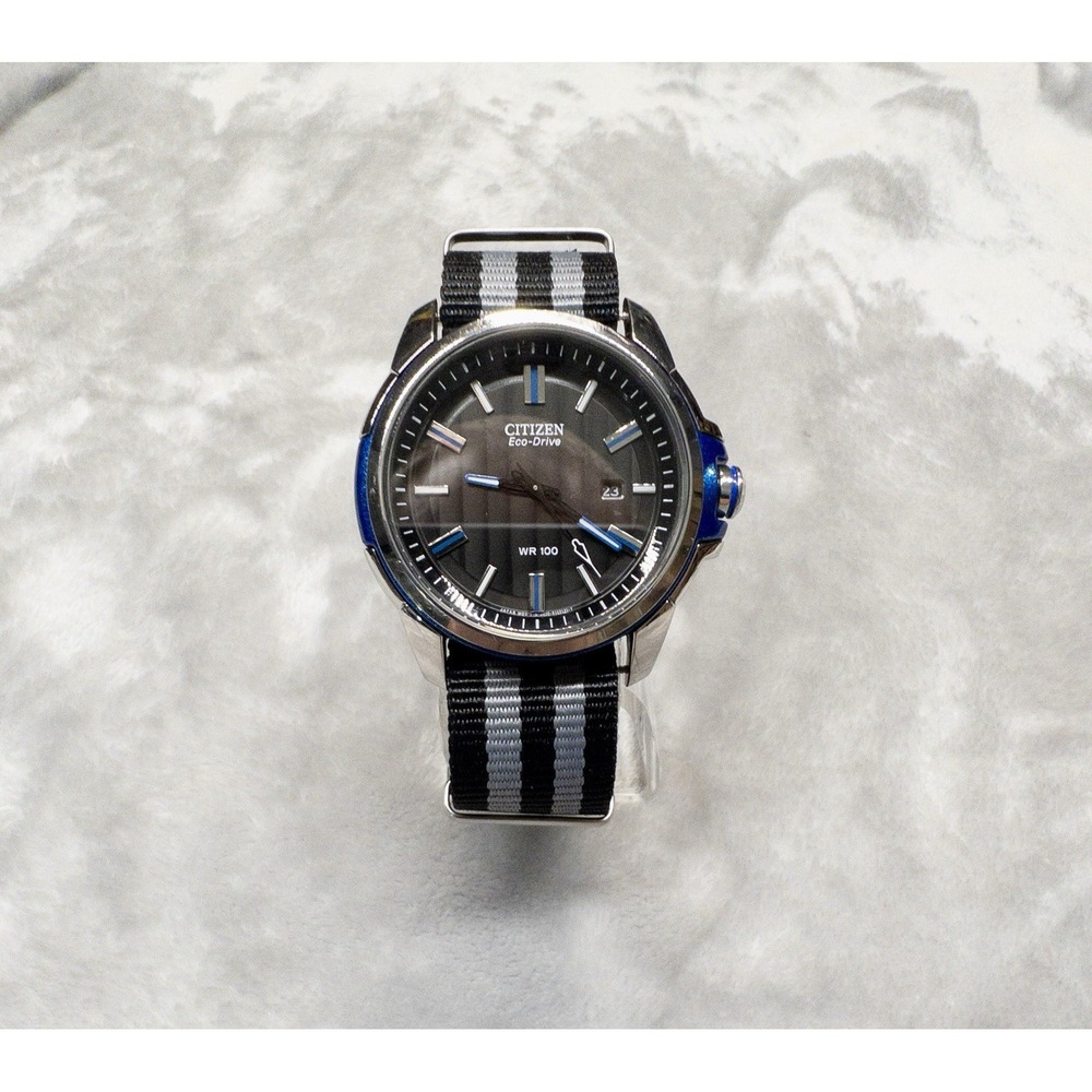Citizen Eco-Drive WR100 J810 Movement Mens 43mm Watch NATO Strap New Capacitor